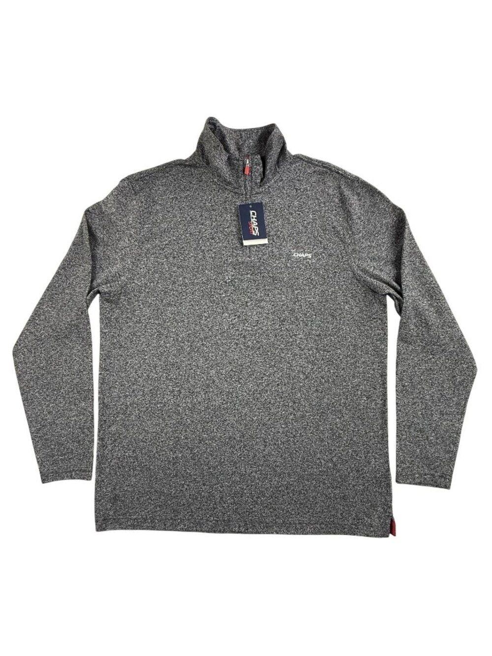 Chaps Sport Pullover Mens XL Black 1/4 Zip Mock Neck Casual Pullover Shirt New